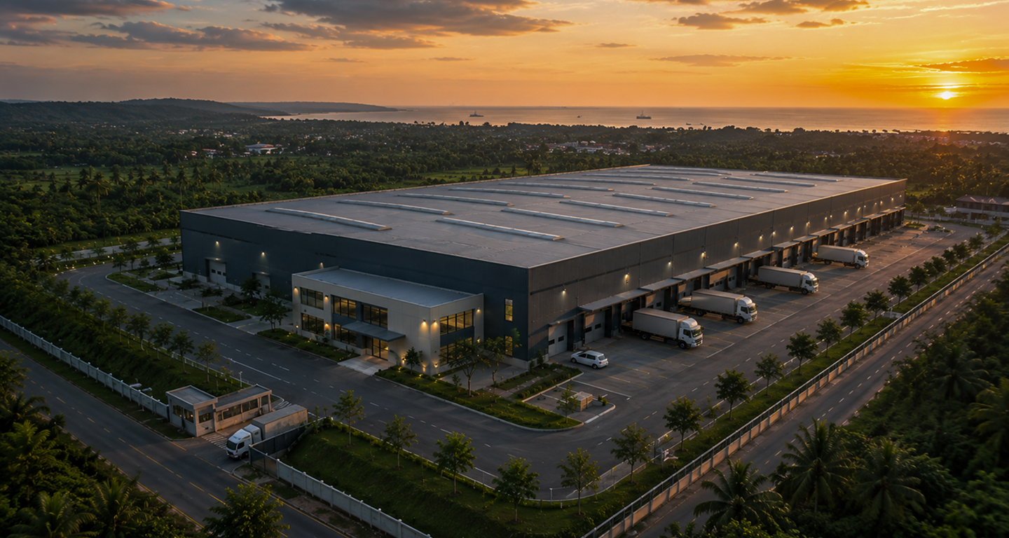 Warehouse facility aerial view